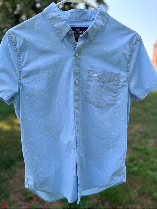 Hollister Other - Hollister XS Epic Flex Blue Short-Sleeve Button-Down Palm Men’s